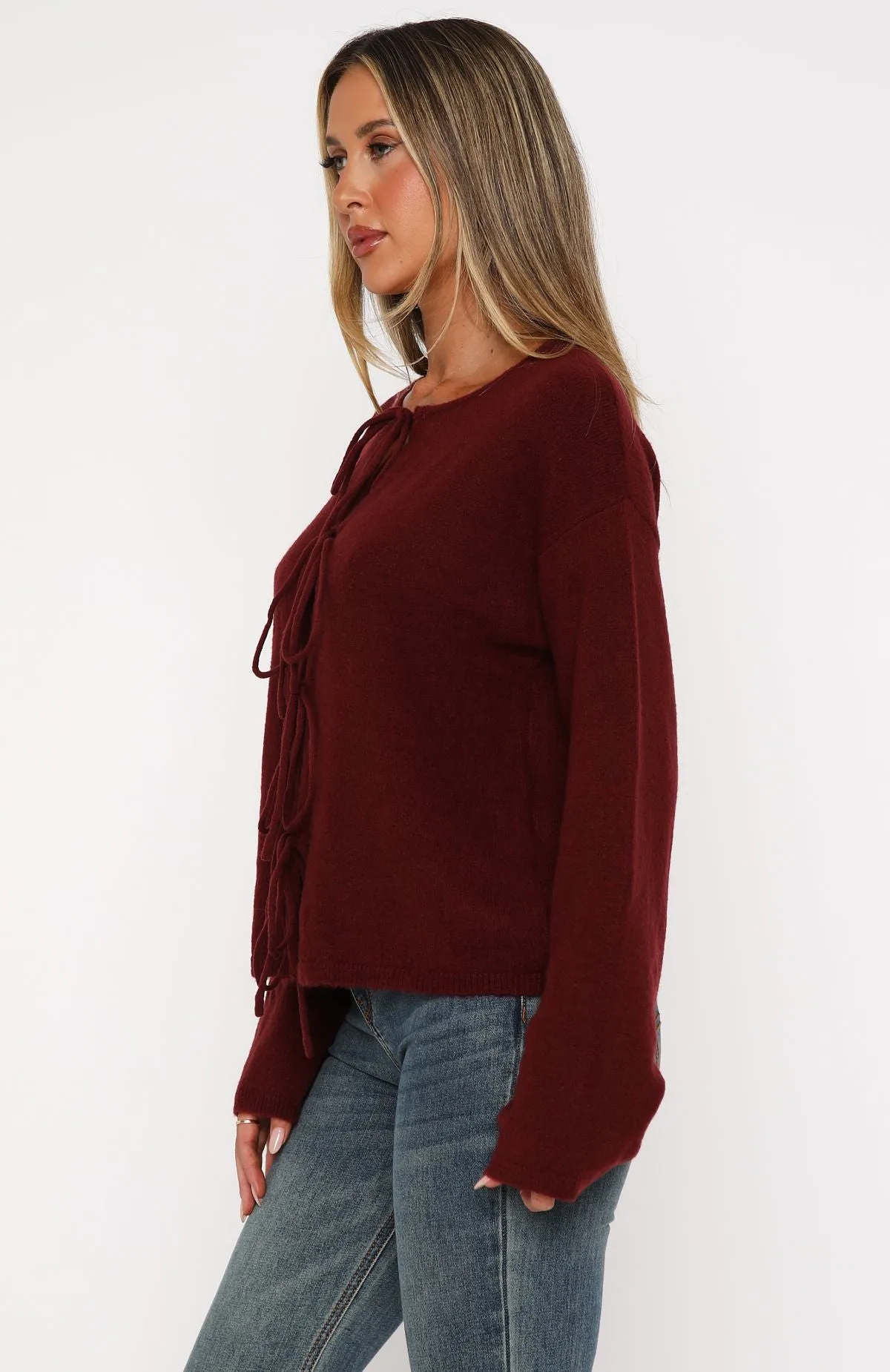 Perfecting My Art Cardigan Burgundy sold by White Fox Boutique product image thumbnail 3