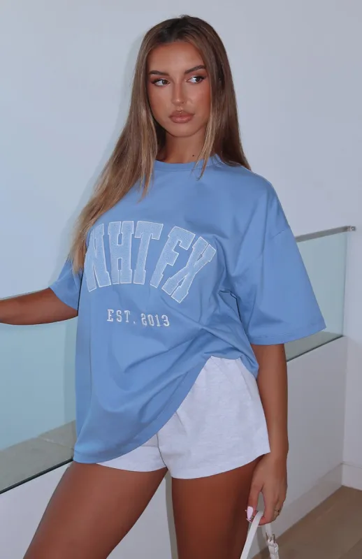 Give It Away Oversized Tee Dusty Blue sold by White Fox Boutique