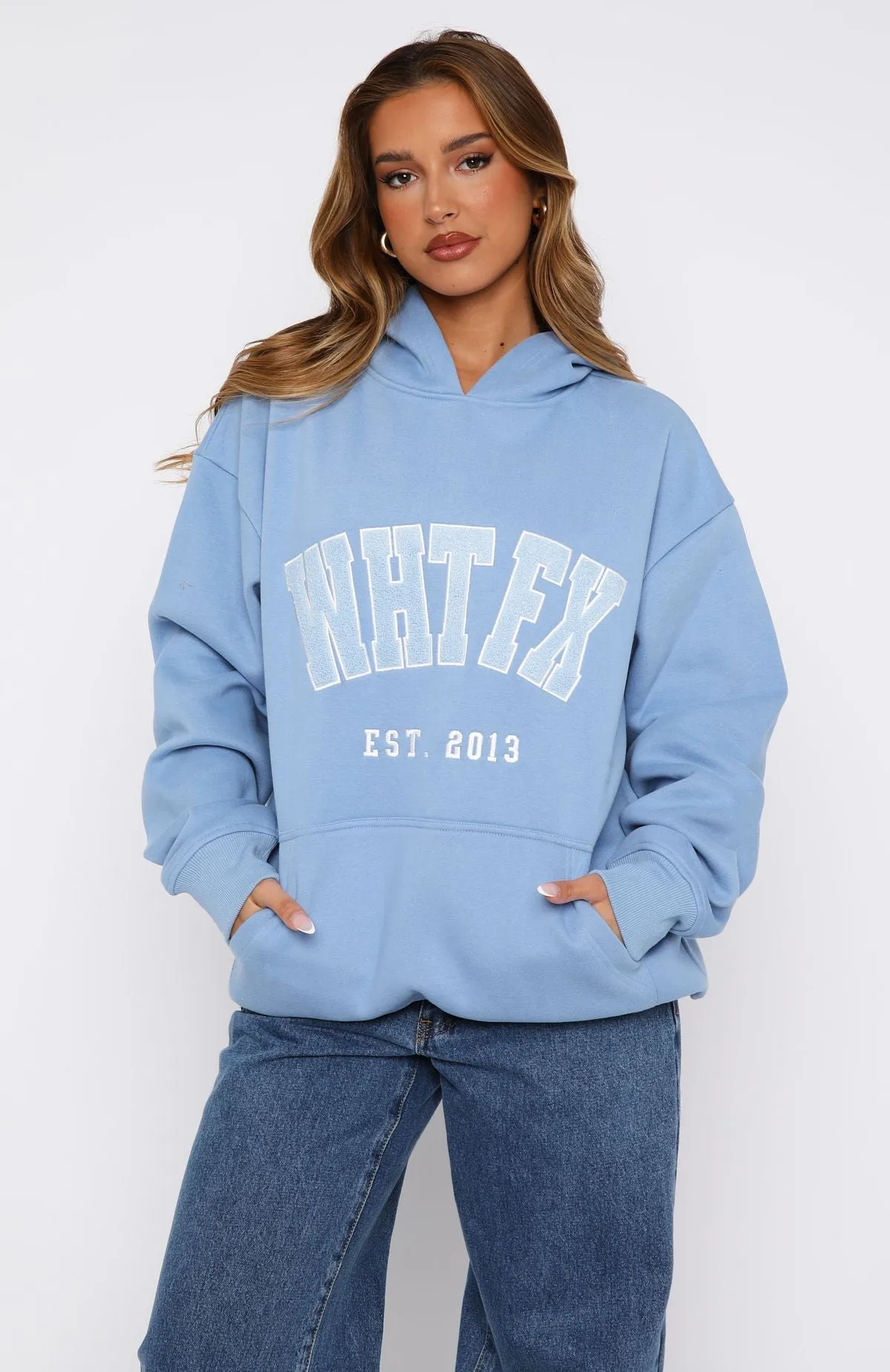 Give It Away Oversized Hoodie Dusty Blue sold by White Fox Boutique product image thumbnail 2