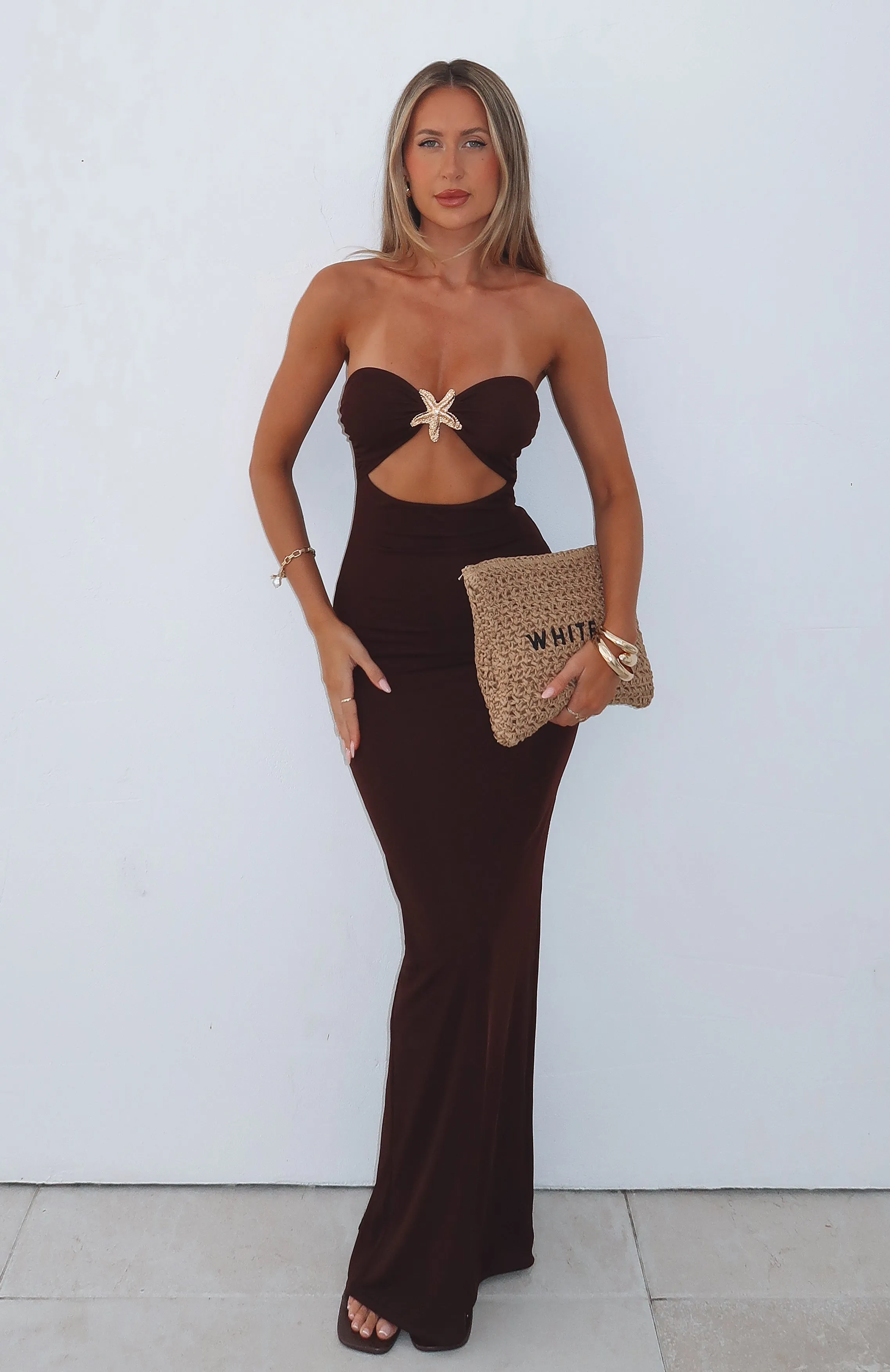 Pray For Forgiveness Strapless Maxi Dress Chocolate sold by White Fox Boutique