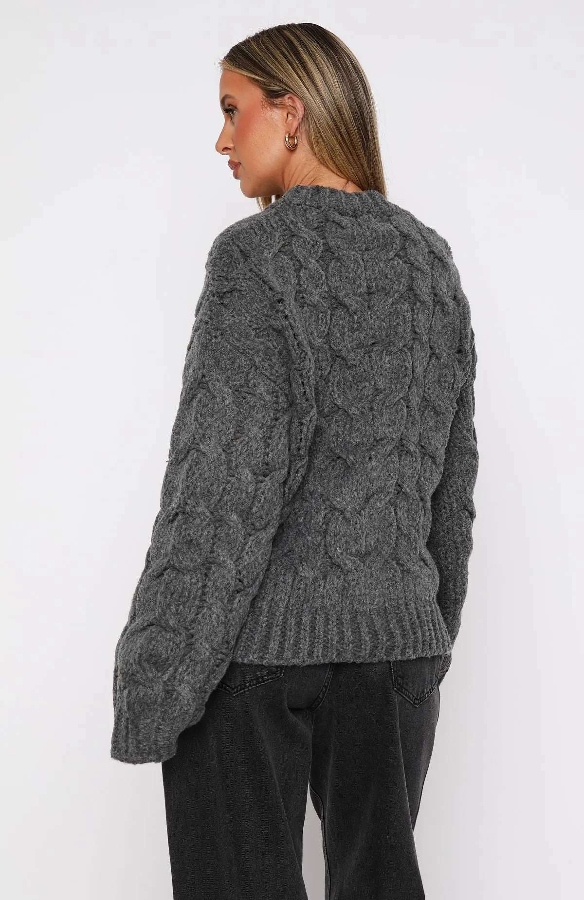 Real Feelings Oversized Knit Sweater Grey sold by White Fox Boutique product image thumbnail 4