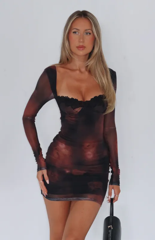 No Other Love Long Sleeve Mini Dress Auburn Embers sold by White Fox Boutique