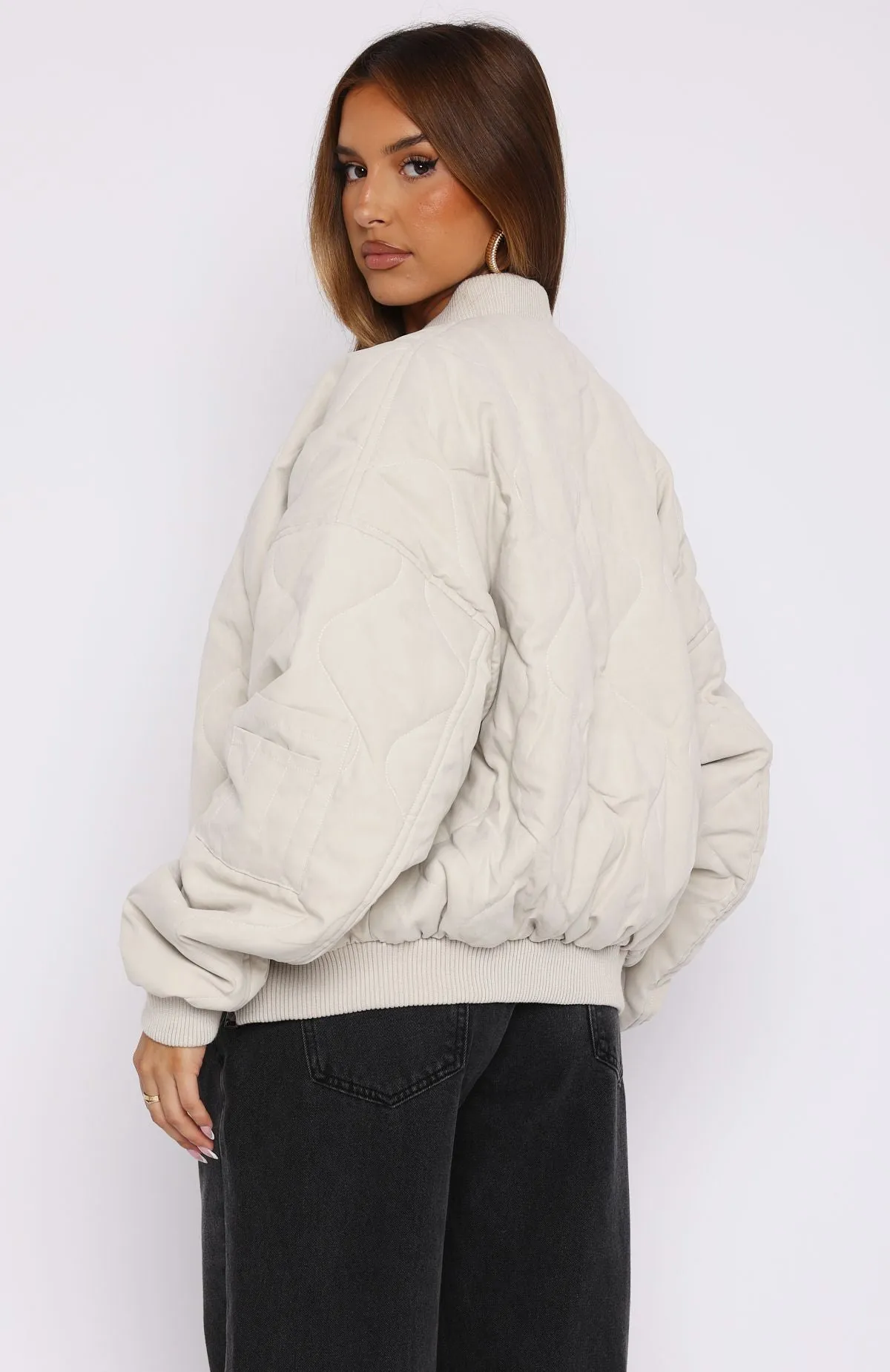Soft Love Bomber Jacket Beige sold by White Fox Boutique product image thumbnail 4
