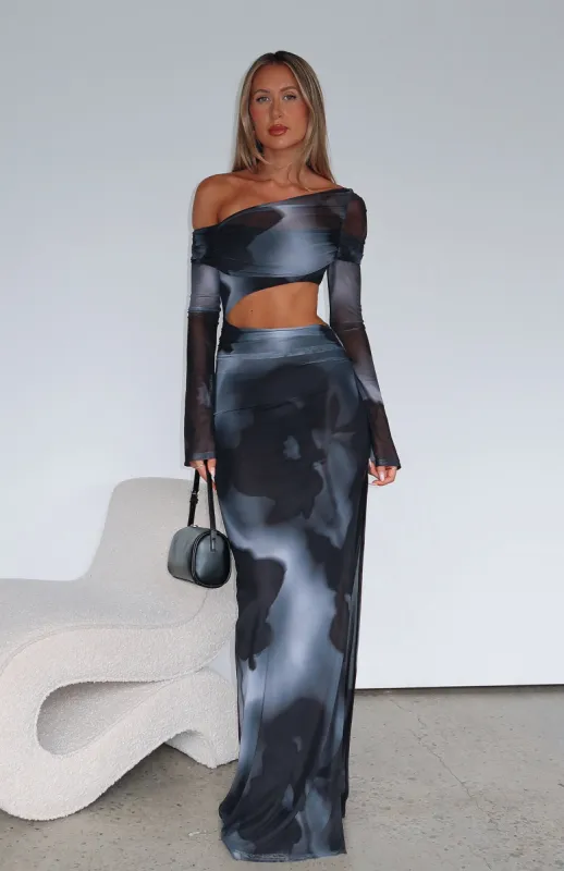 In First Place Long Sleeve Maxi Dress Midnight Echo sold by White Fox Boutique