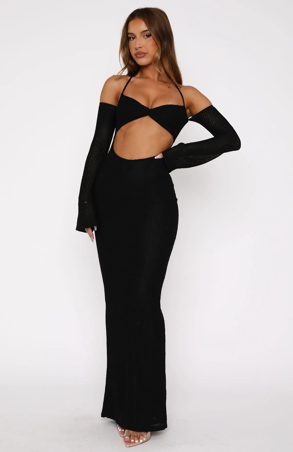 To The Beach Long Sleeve Maxi Dress Black sold by White Fox Boutique product image thumbnail 2