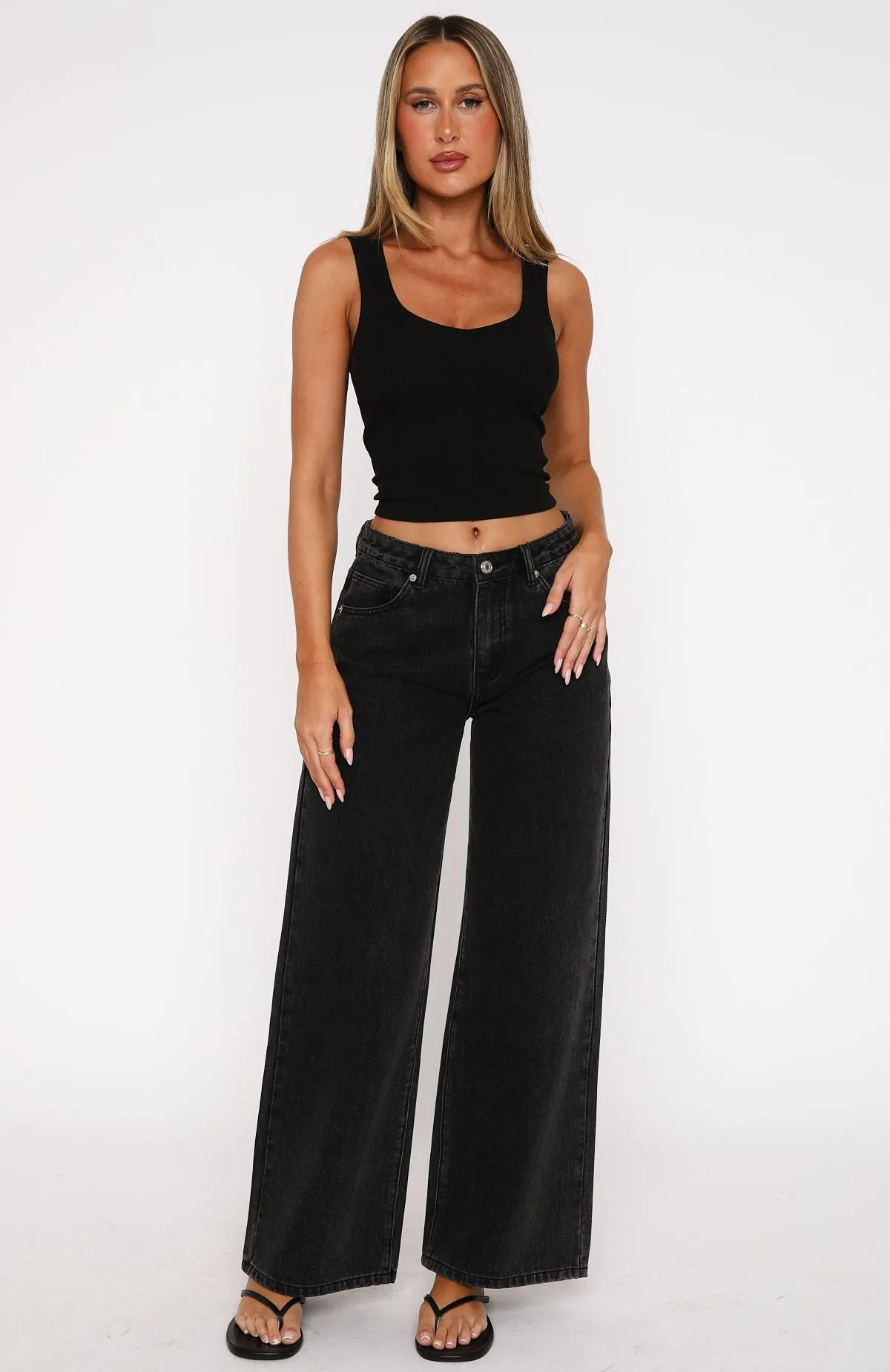 About A Girl Mid Rise Wide Leg Jeans Black Acid sold by White Fox Boutique product image thumbnail 2
