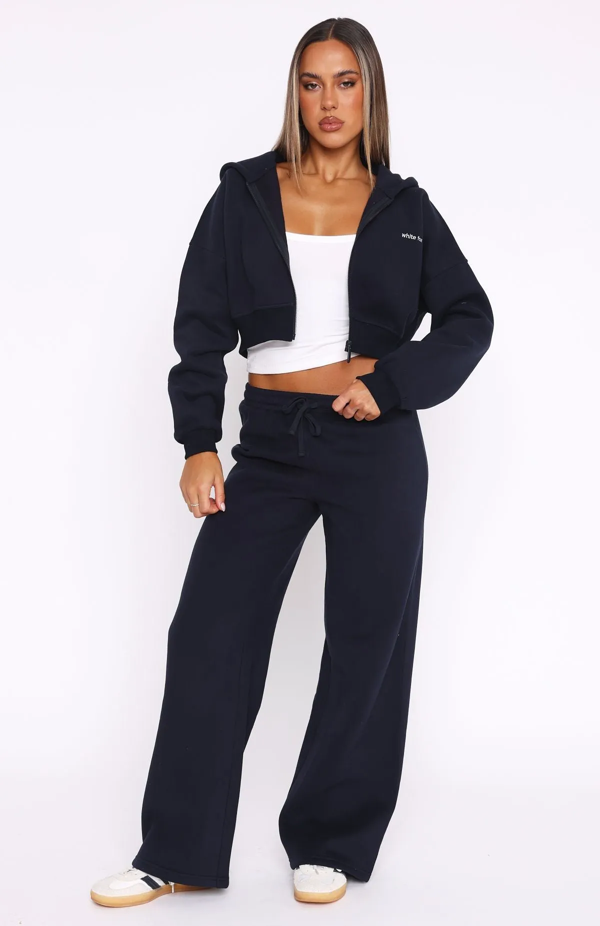 Straight Forward Wide Leg Sweatpants Navy sold by White Fox Boutique product image thumbnail 2