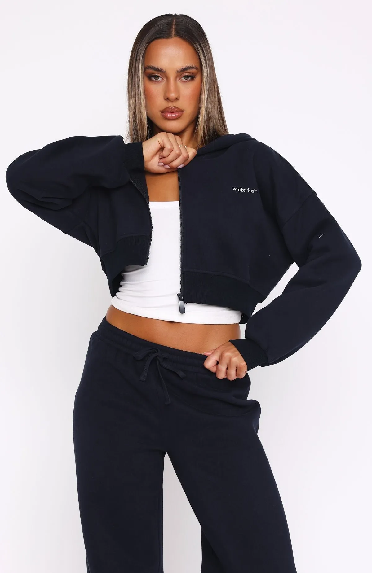 She's Effortless Cropped Hoodie Navy sold by White Fox Boutique product image thumbnail 2