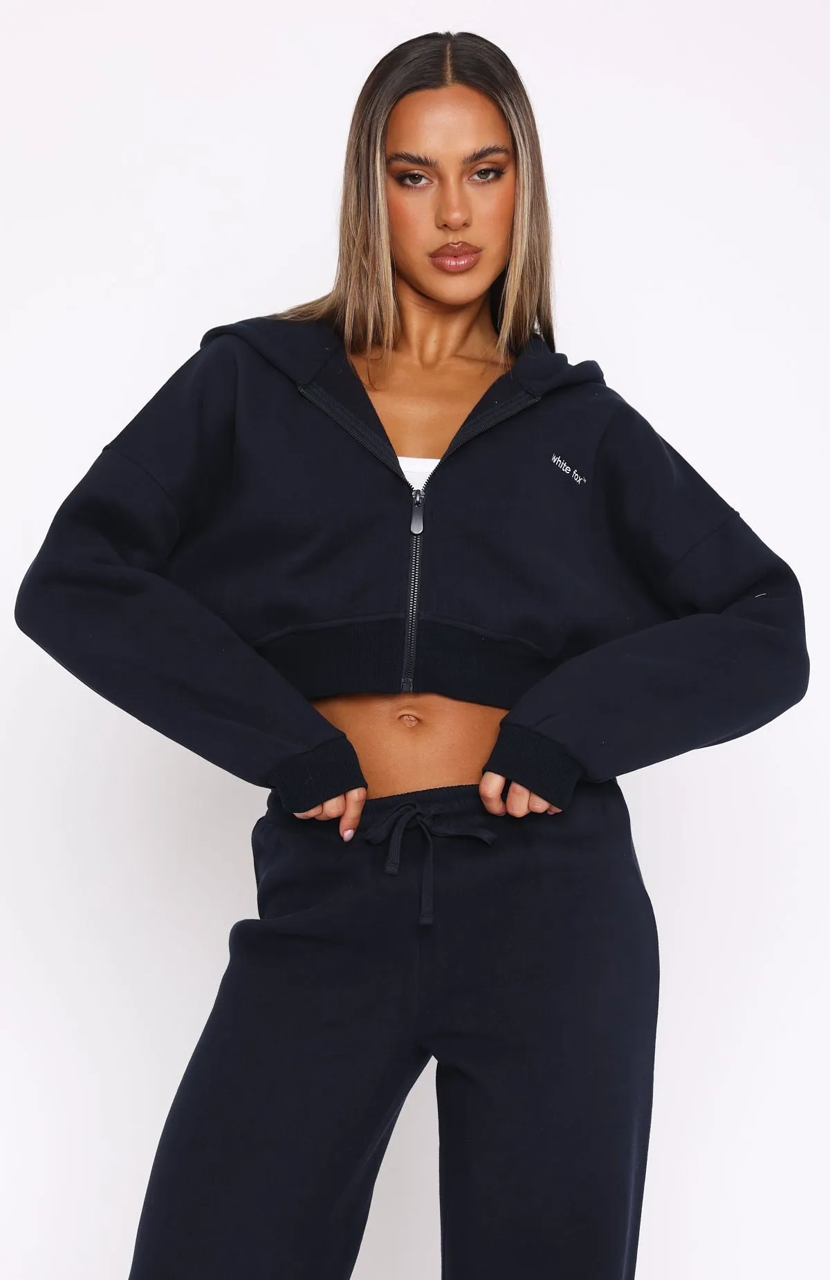 She's Effortless Cropped Hoodie Navy sold by White Fox Boutique product image thumbnail 5