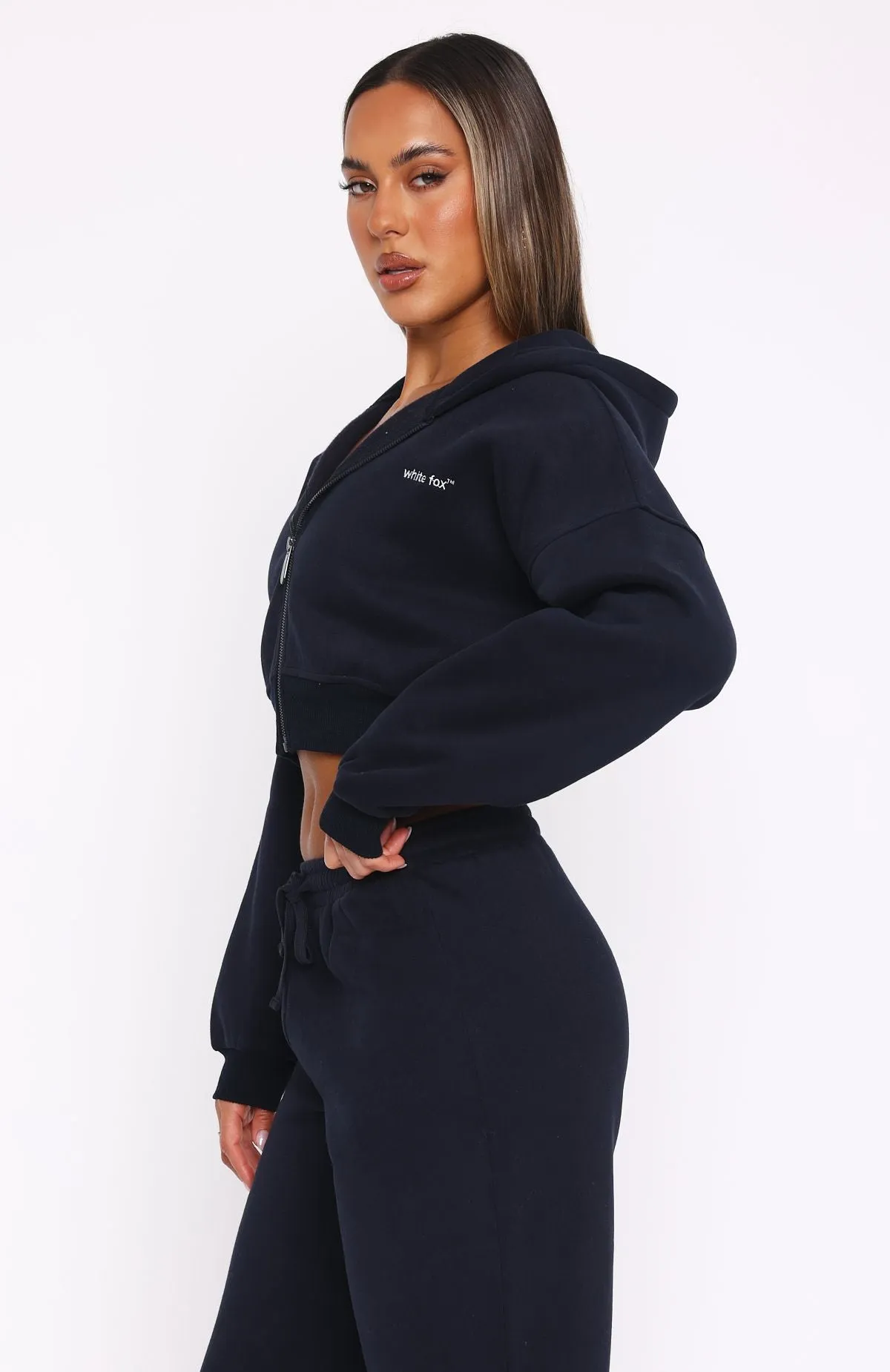 She's Effortless Cropped Hoodie Navy sold by White Fox Boutique product image thumbnail 3