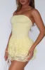 New Idea Strapless Mini Dress Lemon sold by White Fox Boutique