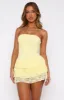 New Idea Strapless Mini Dress Lemon sold by White Fox Boutique