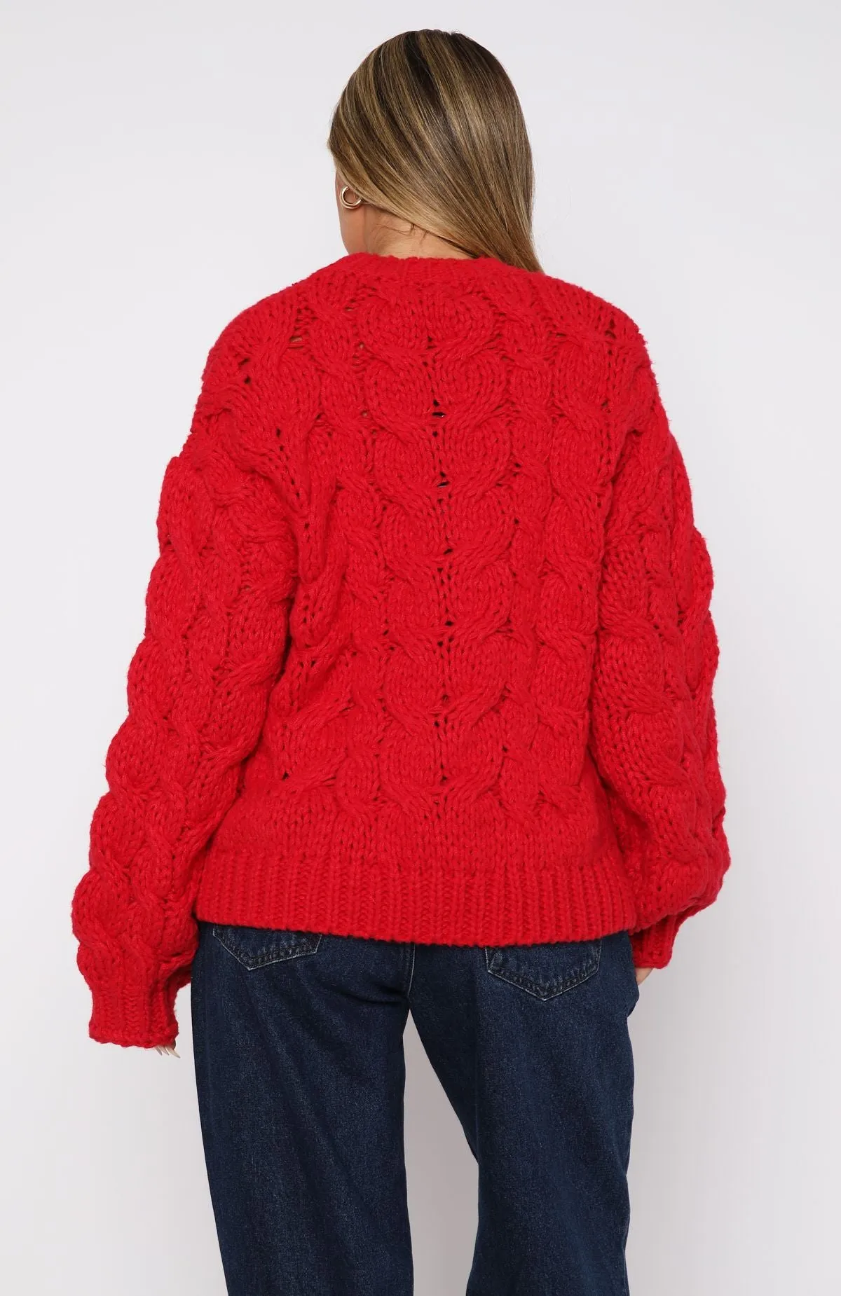 Real Feelings Oversized Knit Sweater Cherry Red sold by White Fox Boutique product image thumbnail 4