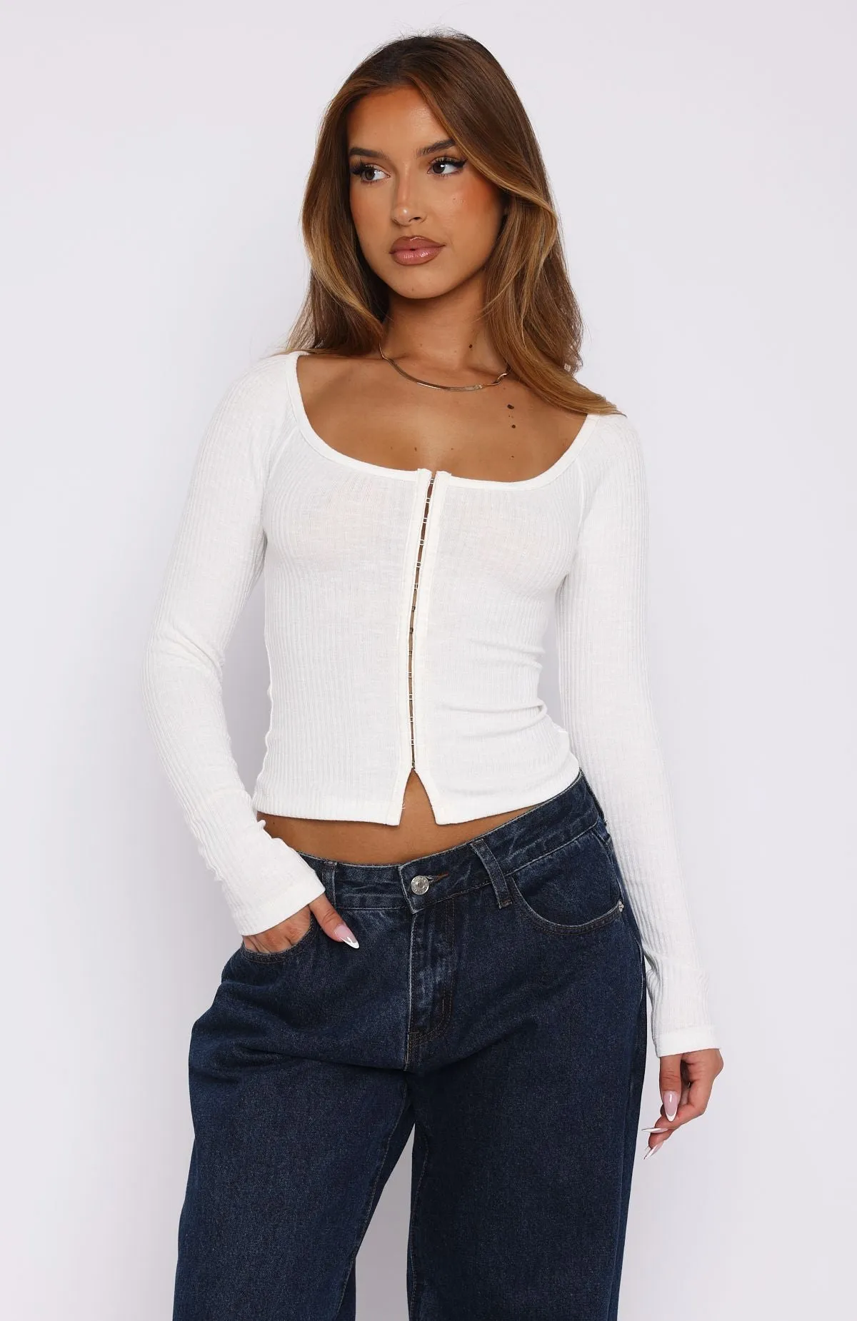 Always Right Long Sleeve Top White sold by White Fox Boutique product image thumbnail 2