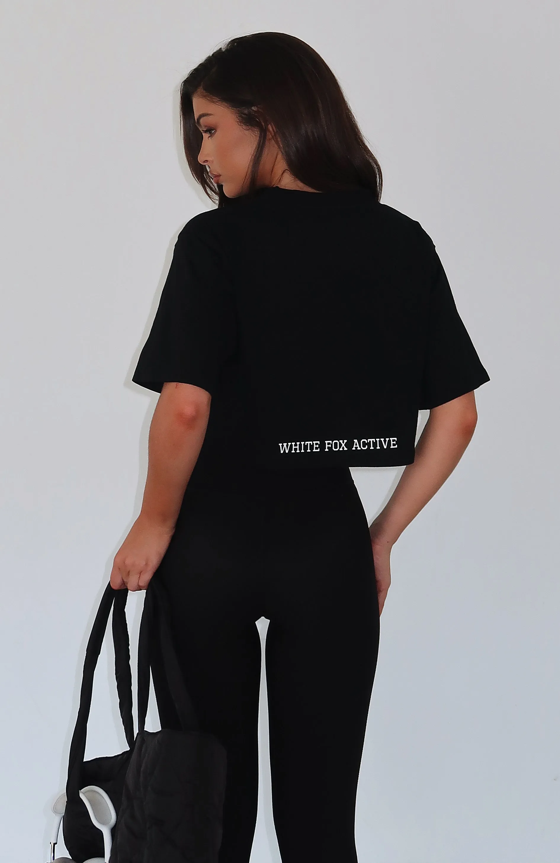 Home Stretch Oversized Cropped Tee Black sold by White Fox Boutique