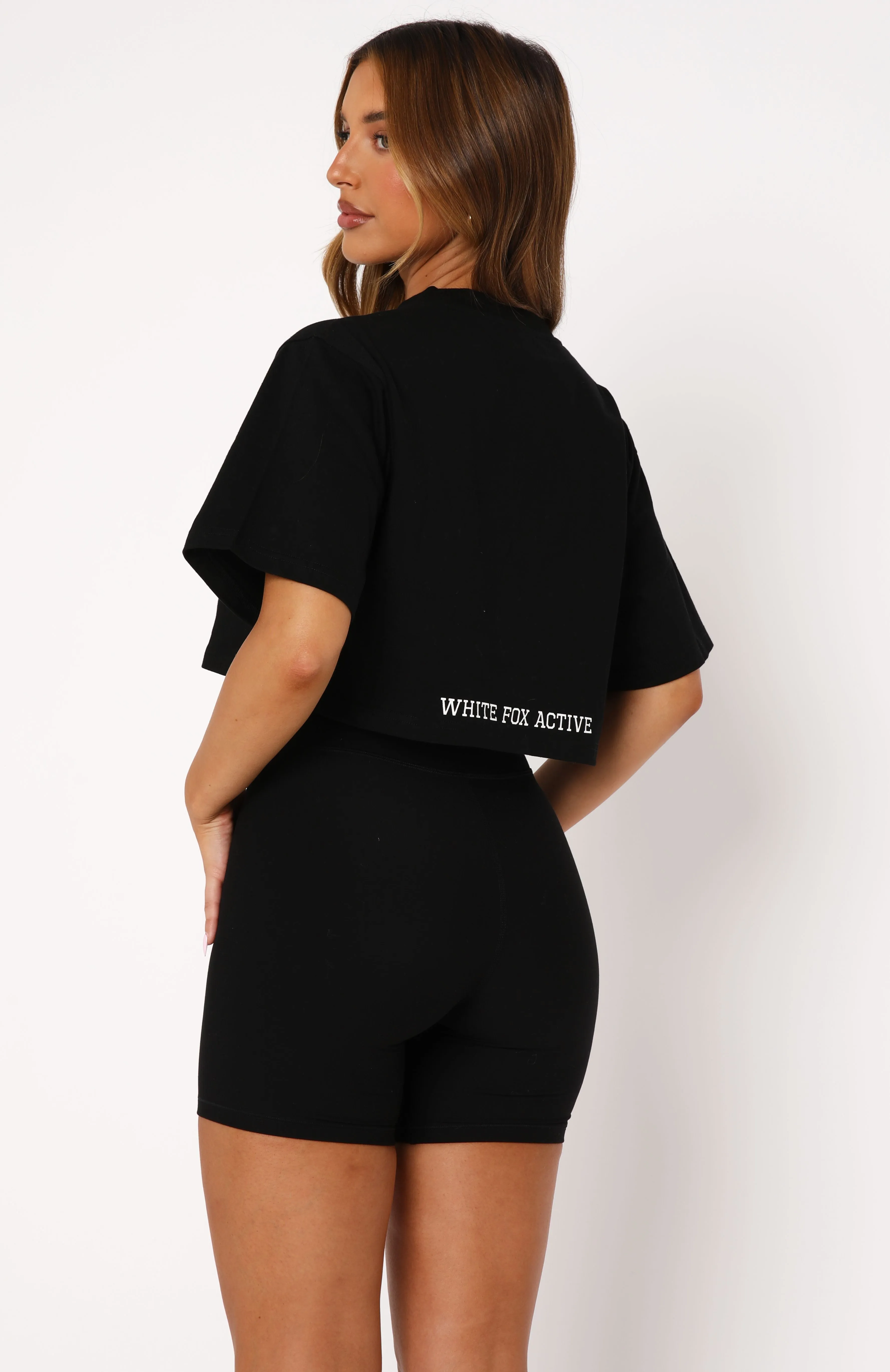 Home Stretch Oversized Cropped Tee Black sold by White Fox Boutique product image thumbnail 4