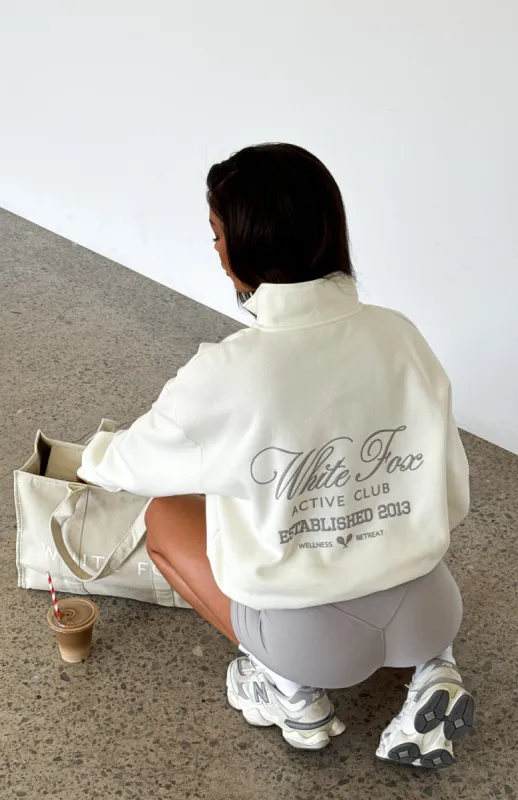 Blind Sided Zip Front Sweater Off White sold by White Fox Boutique