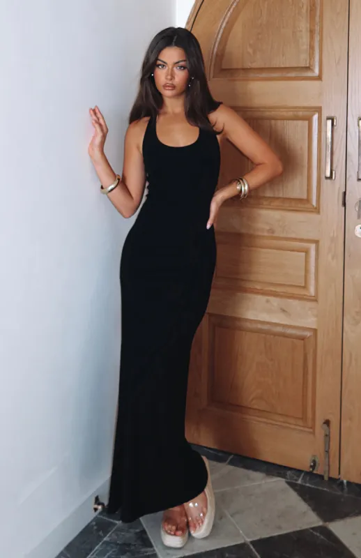 Took A Chance Halter Maxi Dress Black sold by White Fox Boutique