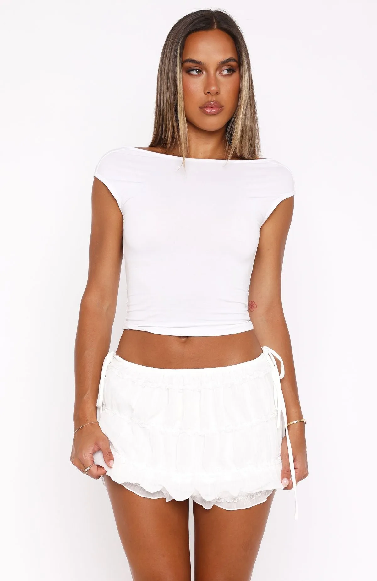 Hope You Miss Me Mini Skirt White sold by White Fox Boutique product image thumbnail 2