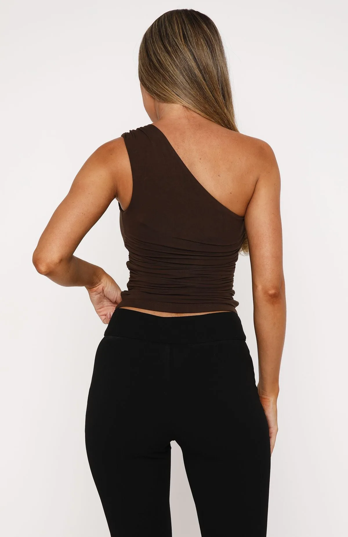 More Life One Shoulder Top Chocolate sold by White Fox Boutique product image thumbnail 4