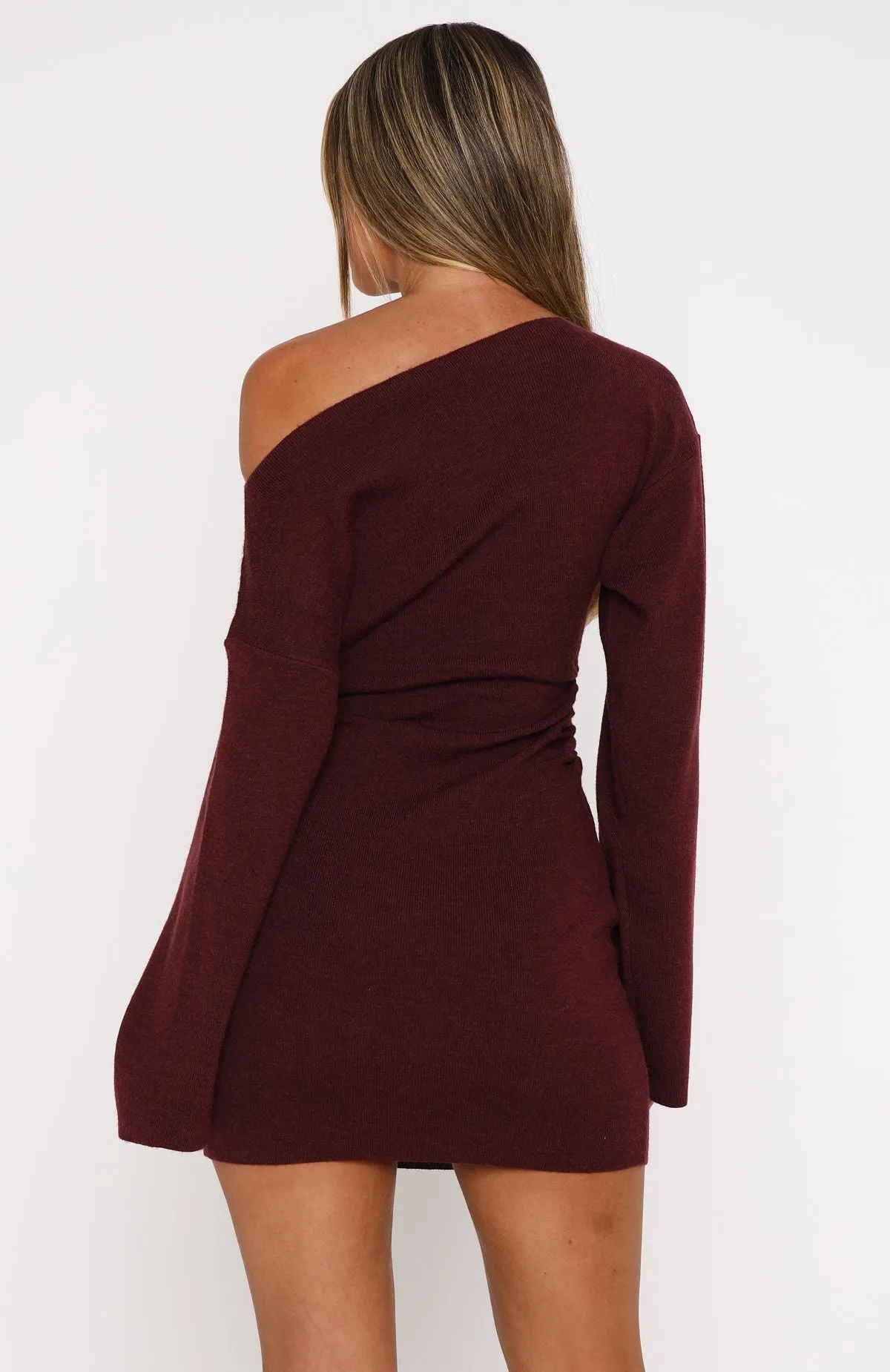 Strange World Long Sleeve Mini Dress Burgundy sold by White Fox Boutique product image thumbnail 4