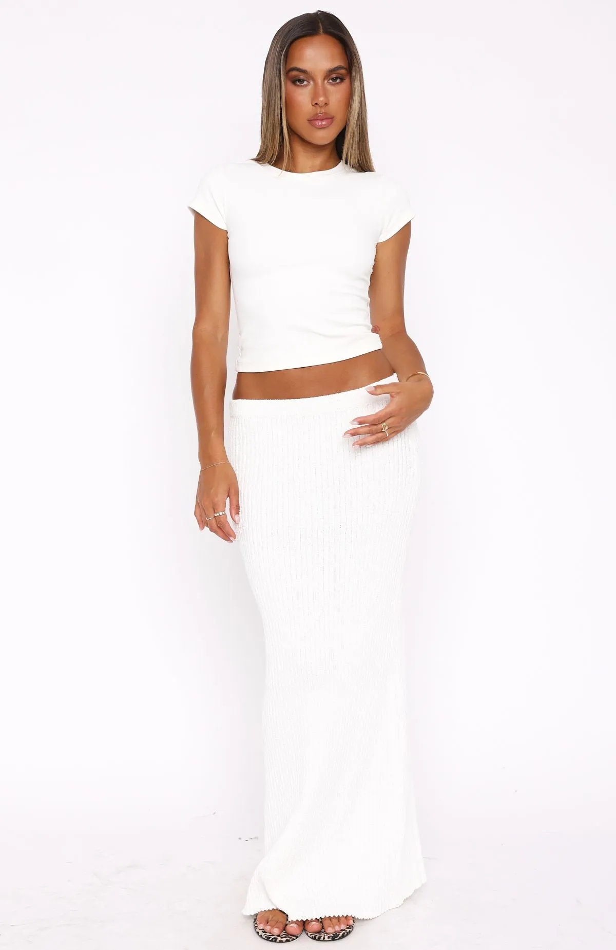 Millionaire Knit Maxi Skirt White sold by White Fox Boutique product image thumbnail 2