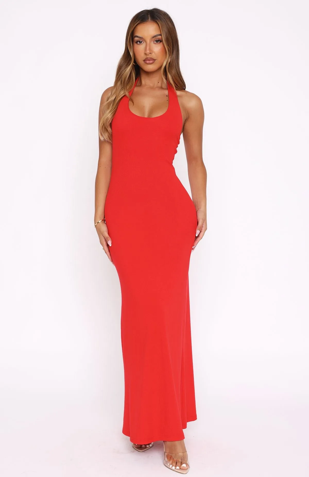 Took A Chance Halter Maxi Dress Red sold by White Fox Boutique product image thumbnail 2