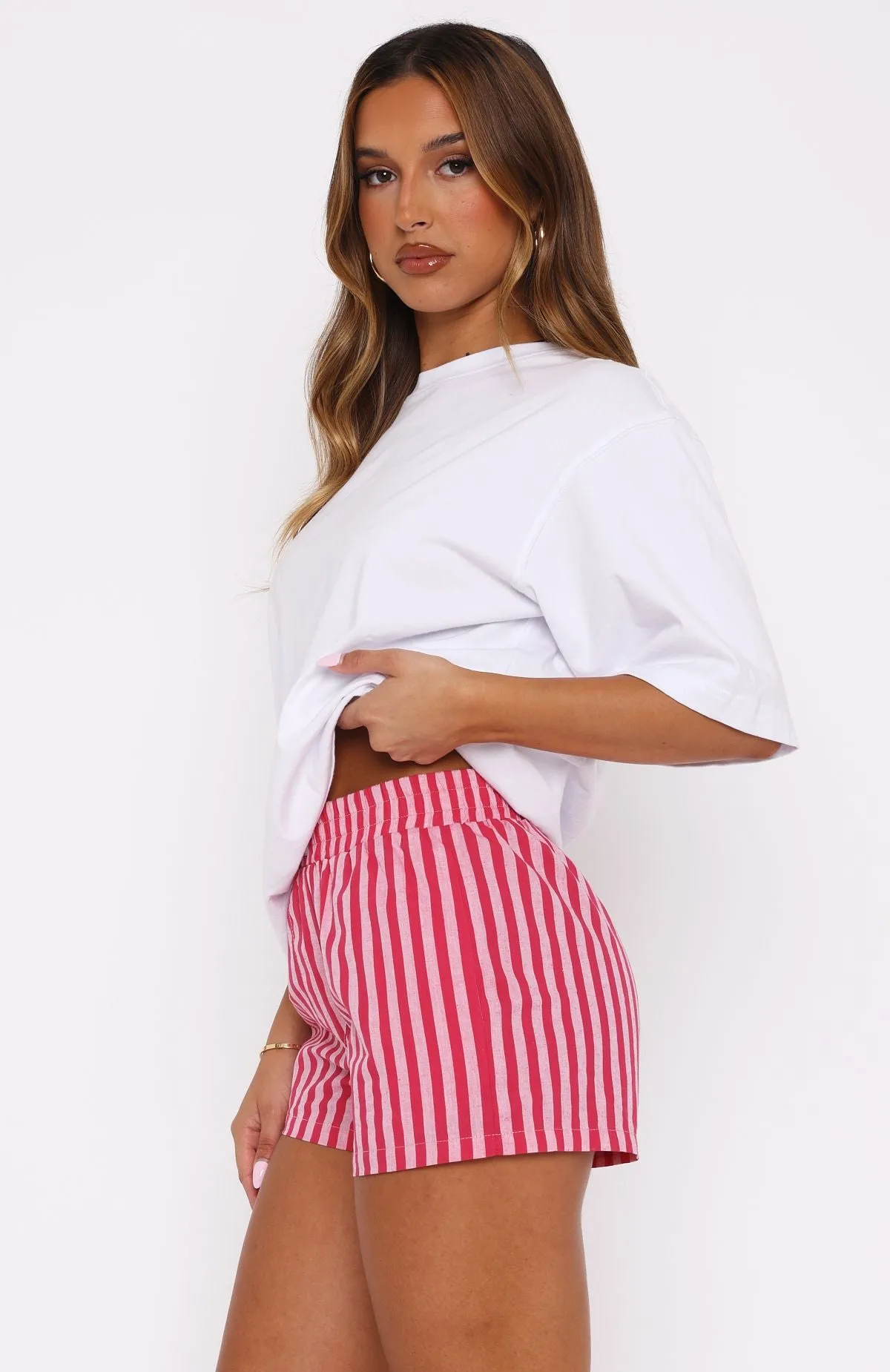 Living For It Shorts Pink Stripe sold by White Fox Boutique product image thumbnail 3