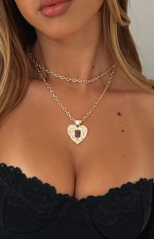 Romy Necklace Gold/Red sold by White Fox Boutique