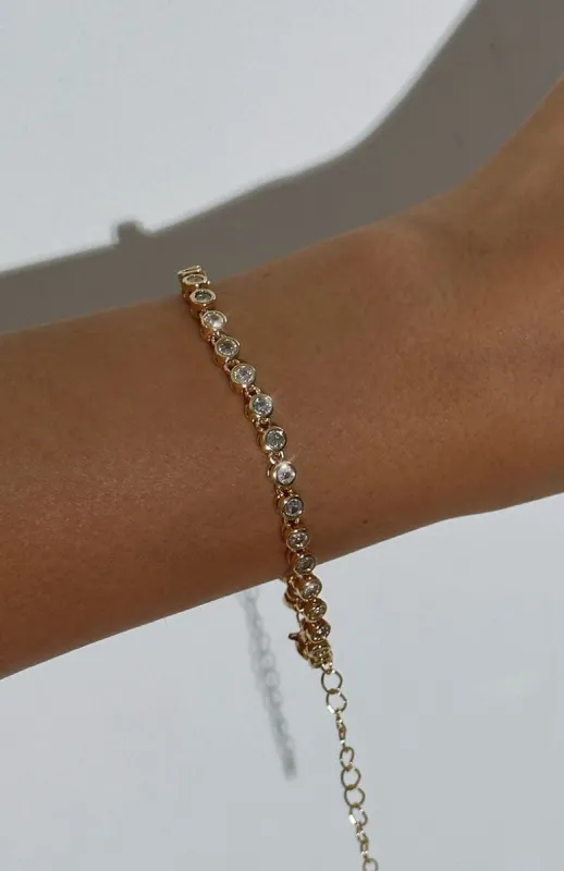 Adele Bracelet Gold/Crystal sold by White Fox Boutique