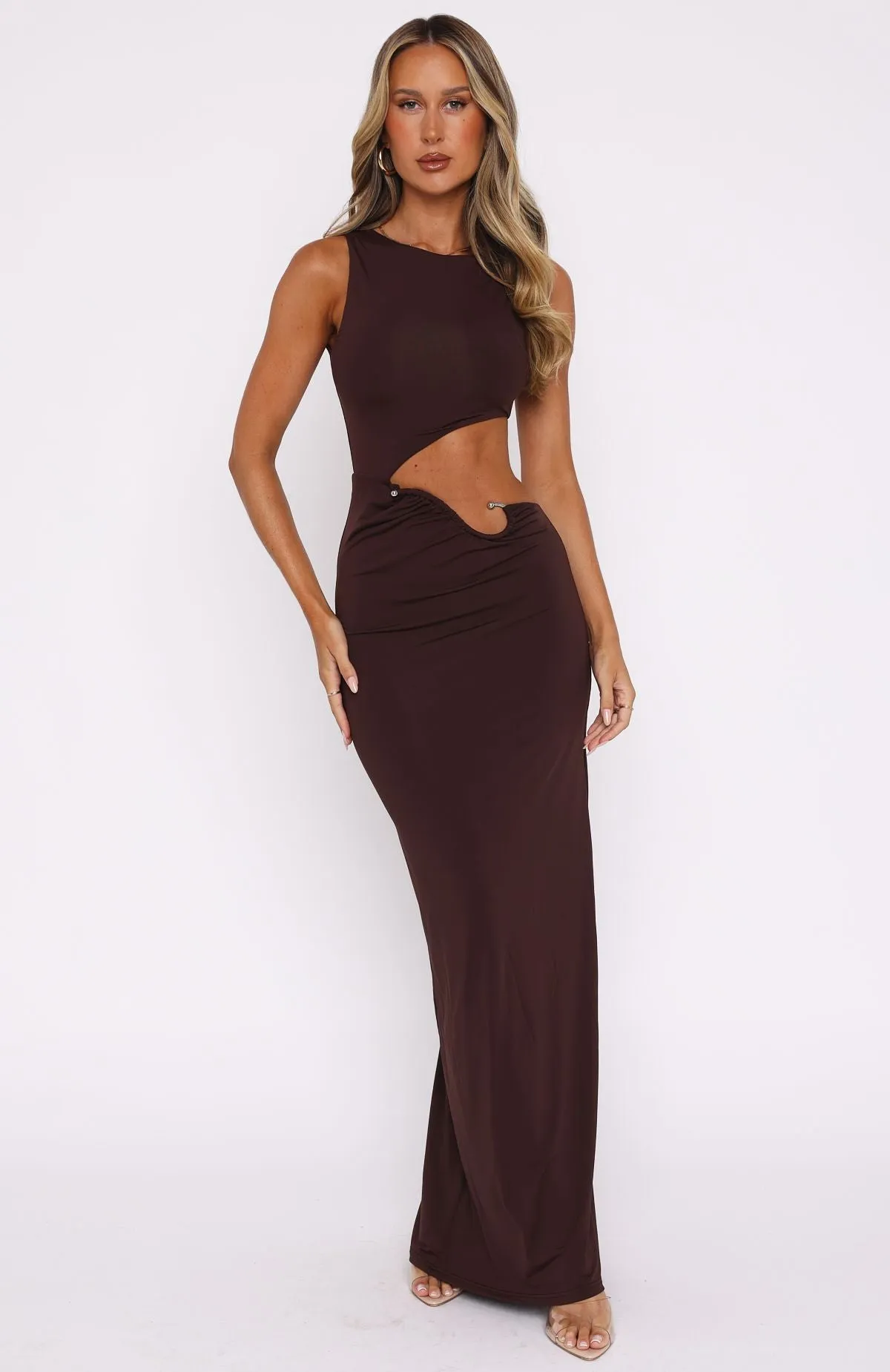 Tell Me To Stop Maxi Dress Chocolate sold by White Fox Boutique product image thumbnail 2