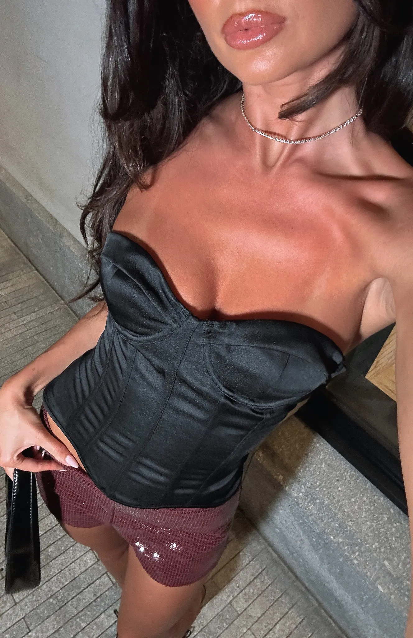 Roses Are Red Strapless Bustier Black sold by White Fox Boutique