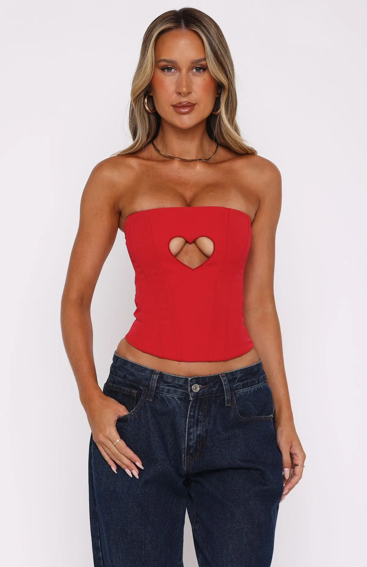 Never Love Again Strapless Bustier Red sold by White Fox Boutique product image thumbnail 2