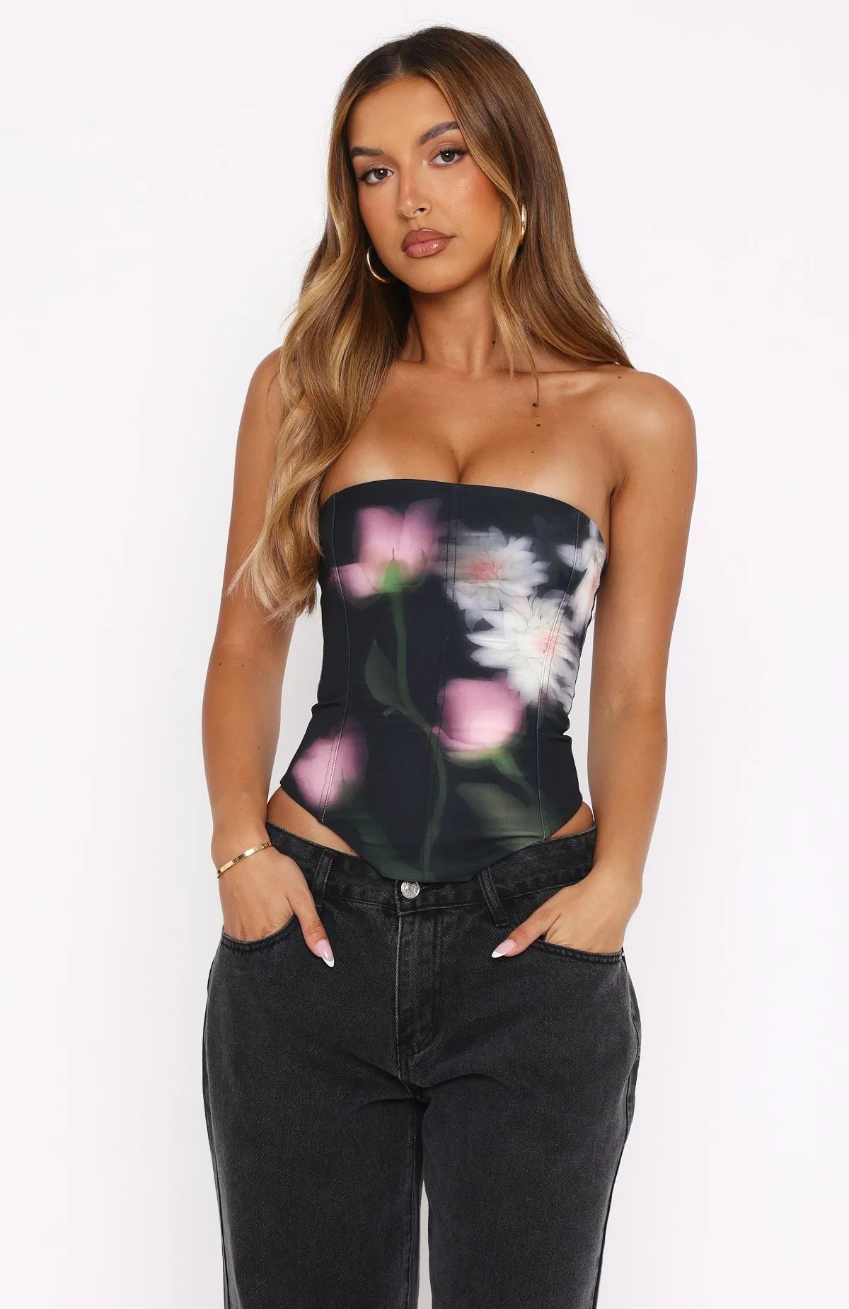 Let It Go Strapless Bustier Daisy Blur sold by White Fox Boutique product image thumbnail 2