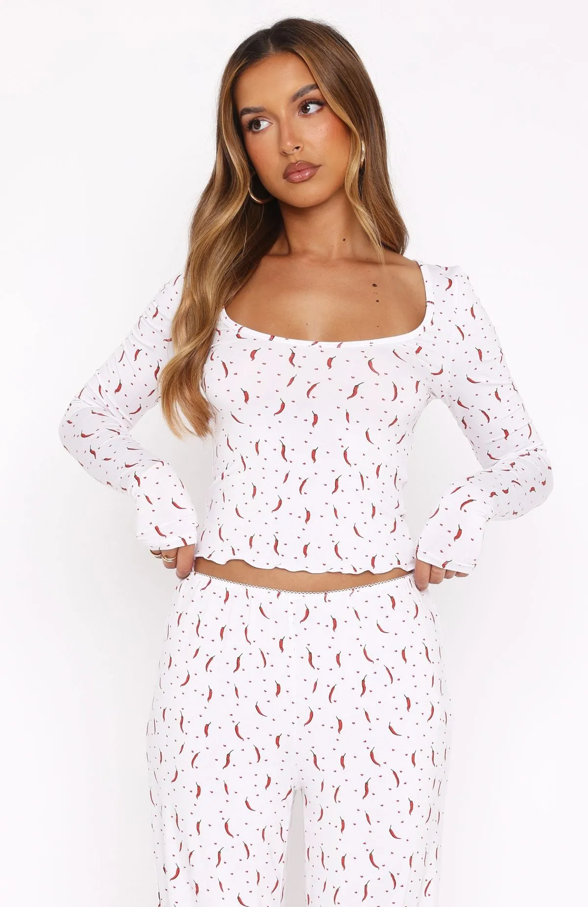 Dreamy Long Sleeve Pyjama Top Chilli Dream sold by White Fox Boutique product image thumbnail 2
