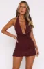 By Candlelight Beaded Mini Dress Burgundy sold by White Fox Boutique