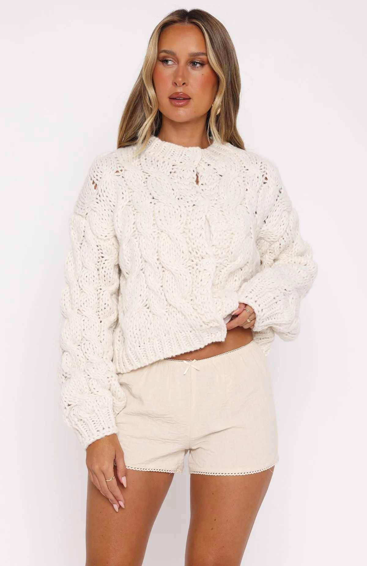 Summer Time Love Shorts Cream sold by White Fox Boutique product image thumbnail 2