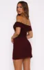 Got The Talent Off Shoulder Mini Dress Burgundy sold by White Fox Boutique