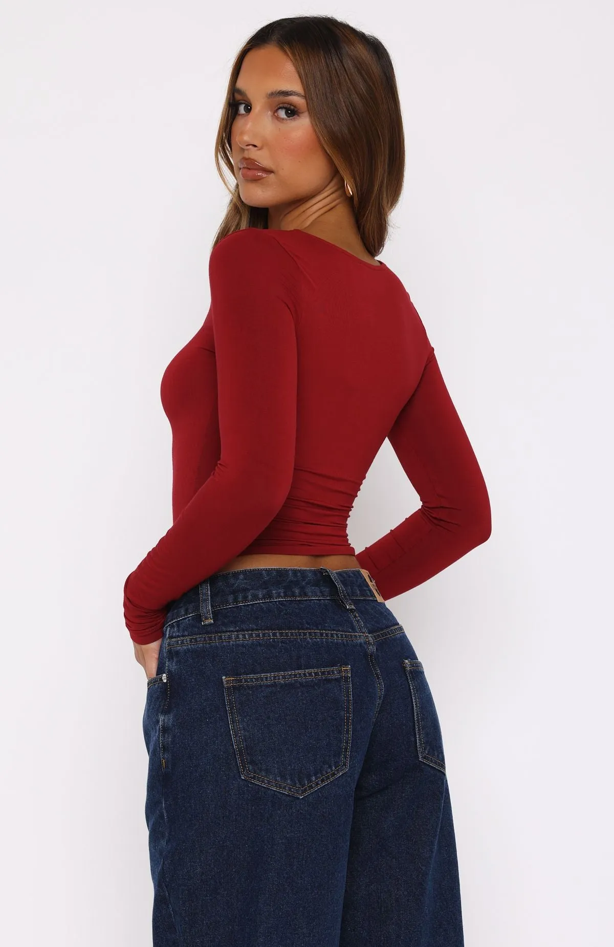 Show You The World Long Sleeve Top Wine sold by White Fox Boutique product image thumbnail 4