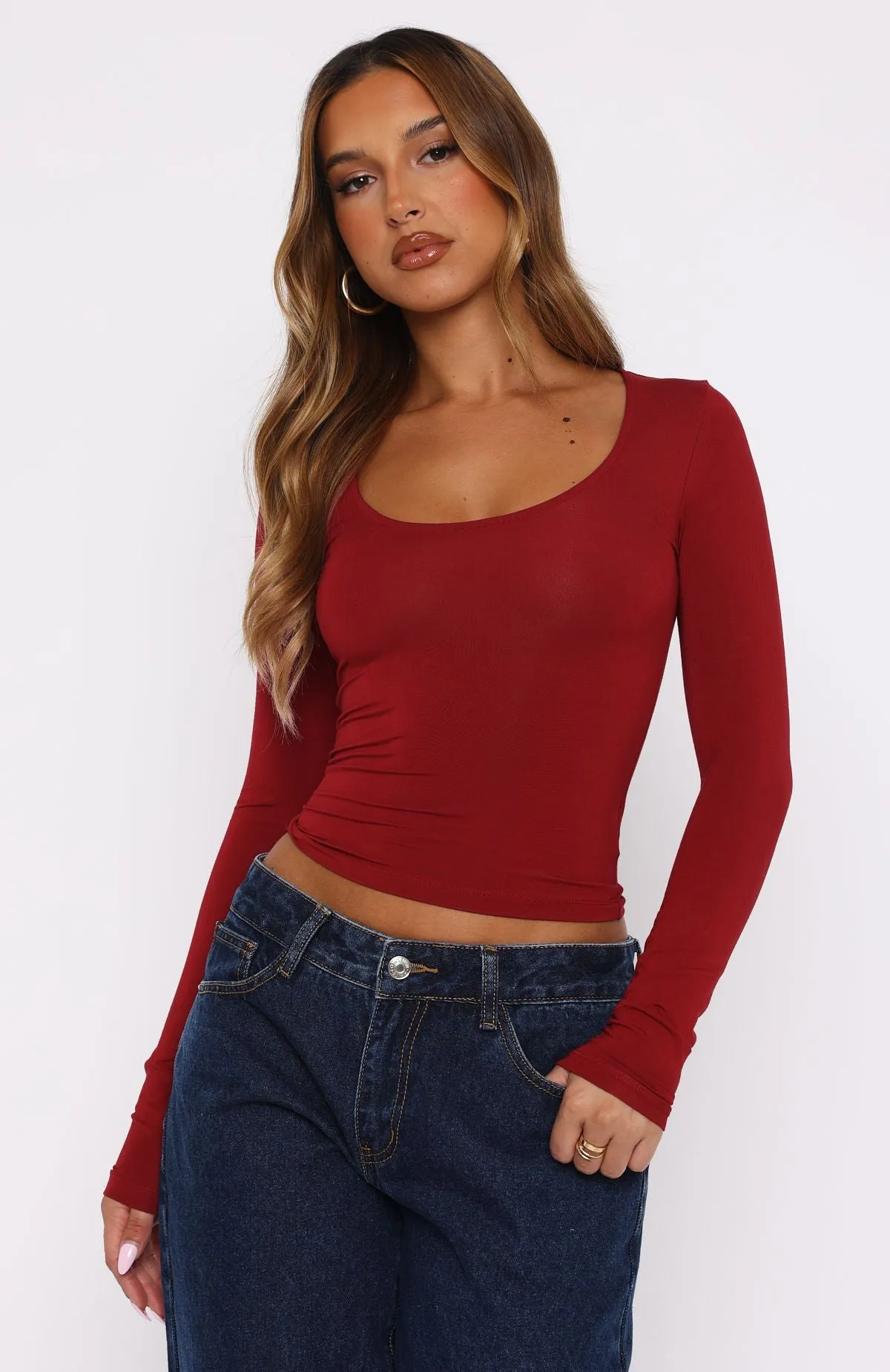 Show You The World Long Sleeve Top Wine sold by White Fox Boutique product image thumbnail 2