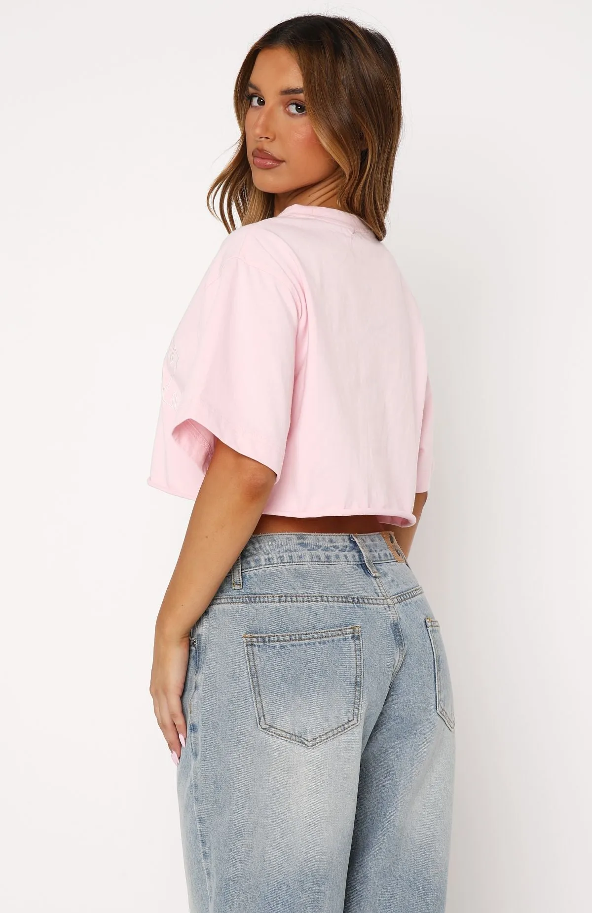 Let's Get Started Oversized Cropped Tee Pink sold by White Fox Boutique product image thumbnail 4