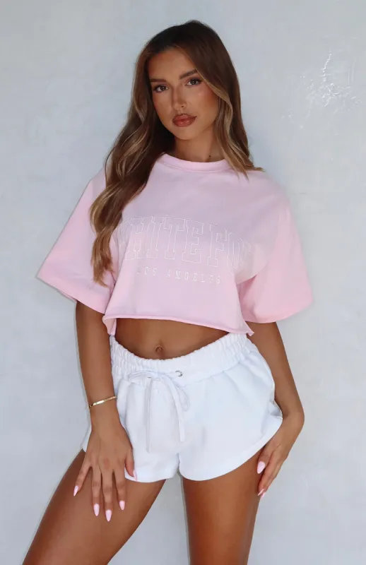 Let's Get Started Oversized Cropped Tee Pink sold by White Fox Boutique