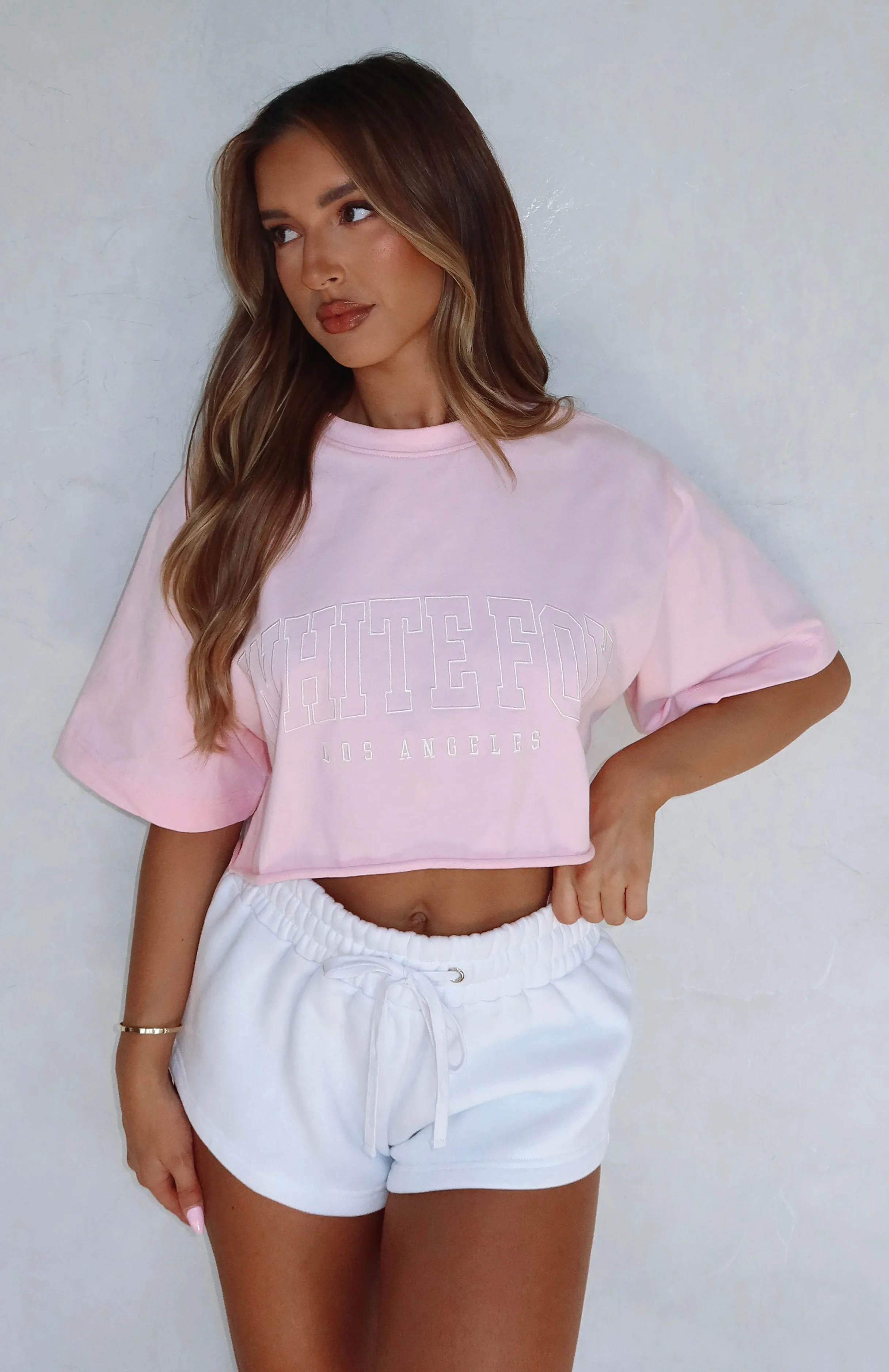 Let's Get Started Oversized Cropped Tee Pink sold by White Fox Boutique product image thumbnail 5