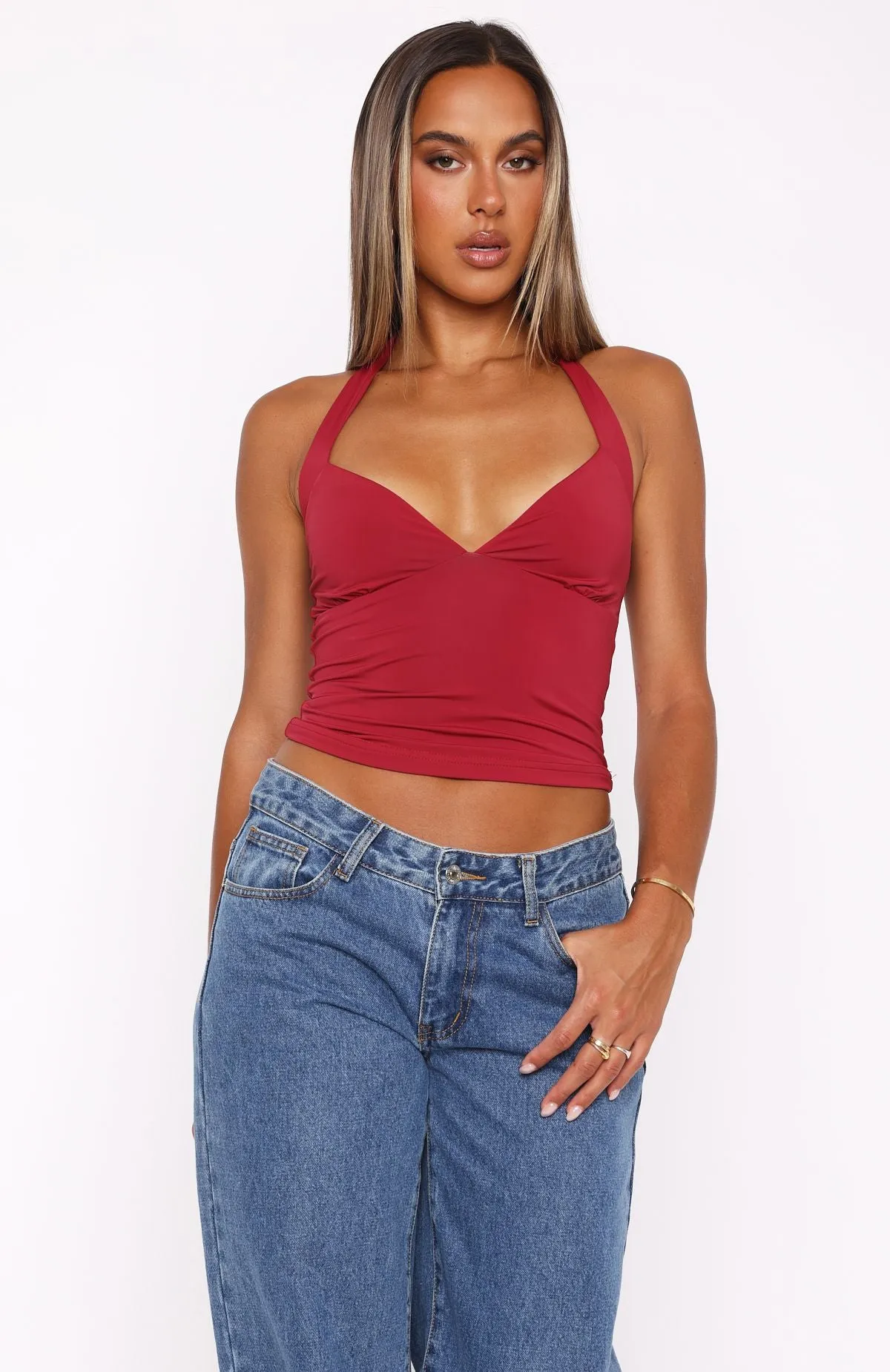 Act Right Halter Top Wine sold by White Fox Boutique product image thumbnail 2