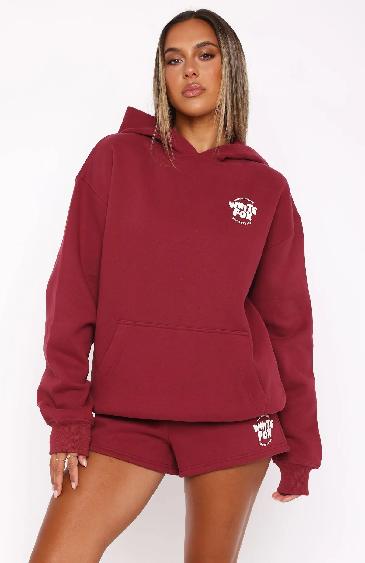 With Love For You Oversized Hoodie Burgundy sold by White Fox Boutique product image thumbnail 2
