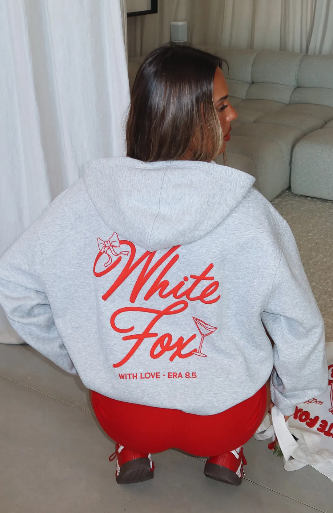 With Love & Kisses Oversized Hoodie Dark Grey Marle sold by White Fox Boutique product image thumbnail 2