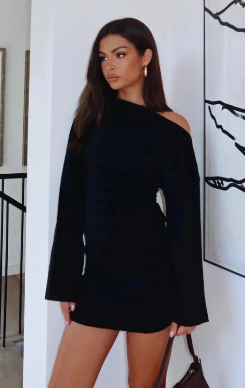 Strange World Long Sleeve Mini Dress Black sold by White Fox Boutique