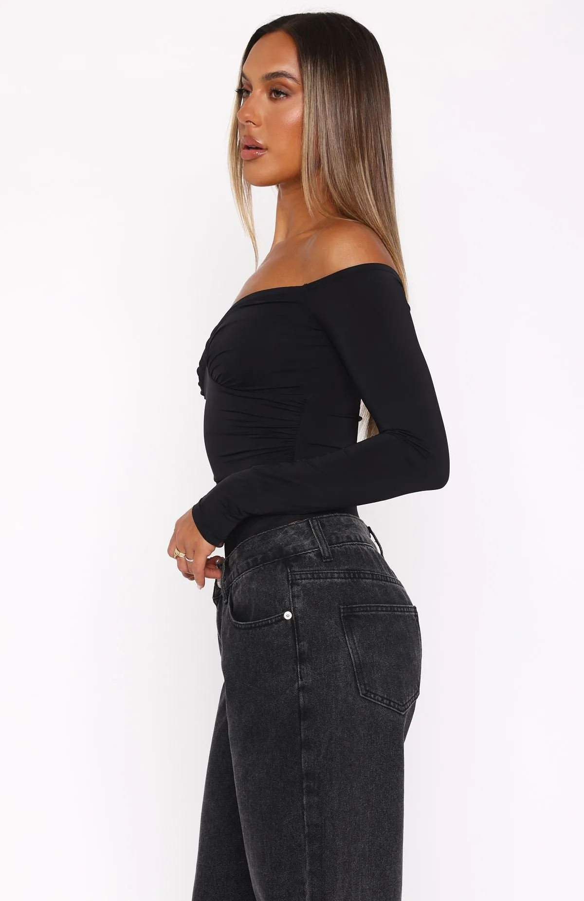 Your Muse Long Sleeve Bodysuit Black sold by White Fox Boutique product image thumbnail 5