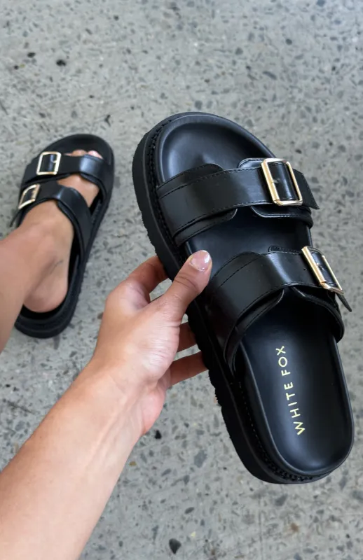 Mila Slides Black/Gold sold by White Fox Boutique
