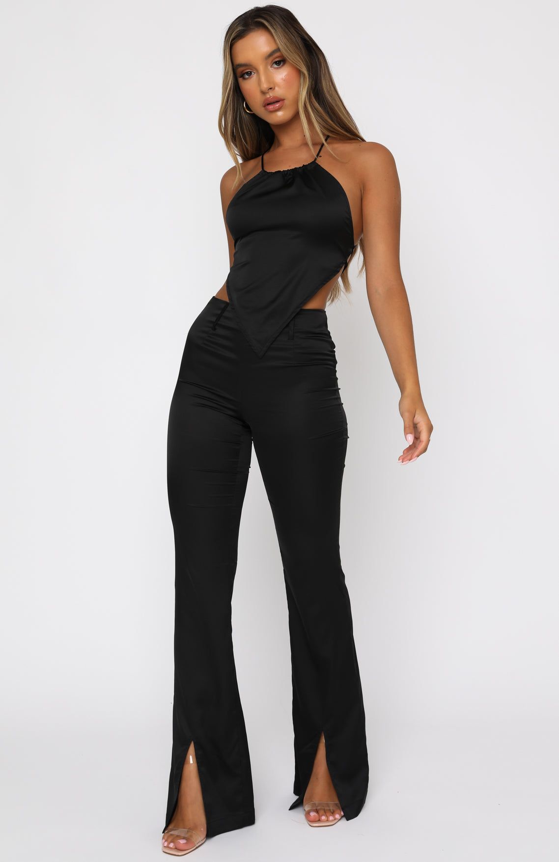 Fair Play Satin Pants Black sold by White Fox Boutique product image thumbnail 5